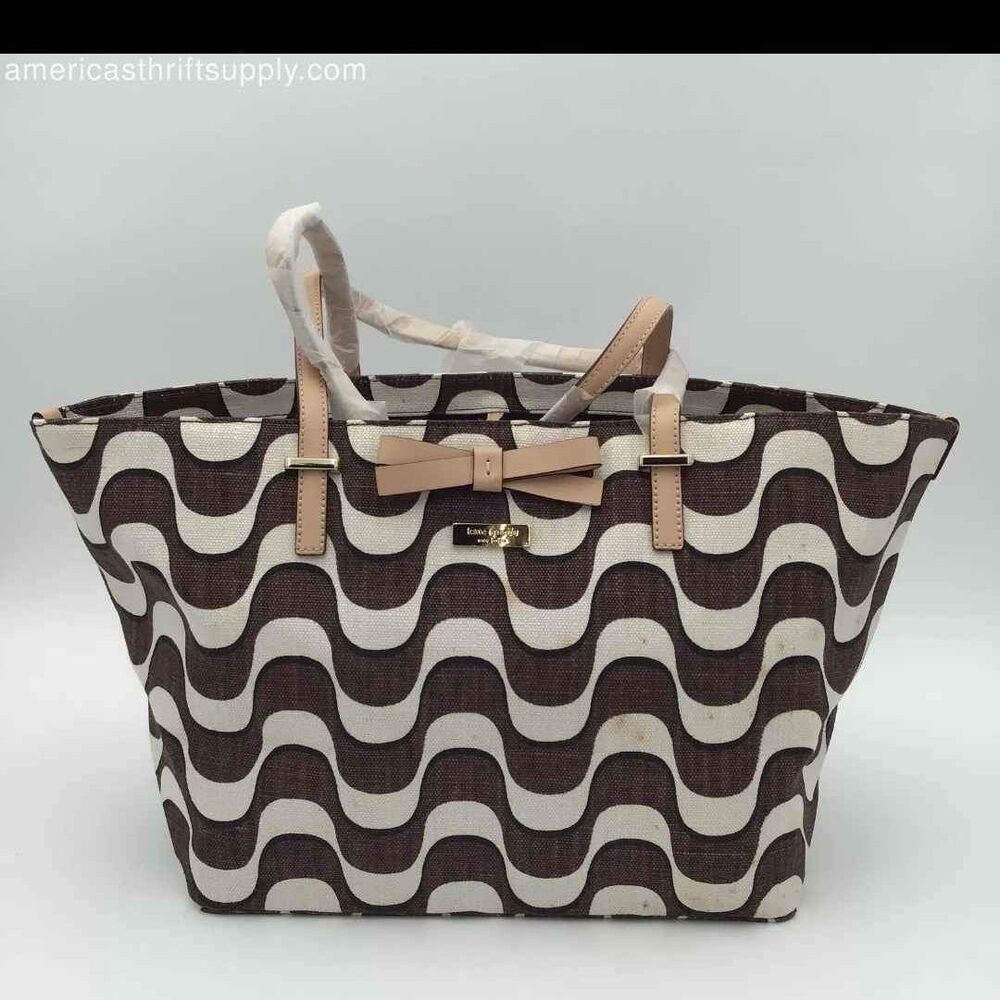 Kate Spade South Poplar Steet Francis Brown Cream Luxury Tote Bag Purse Handbag